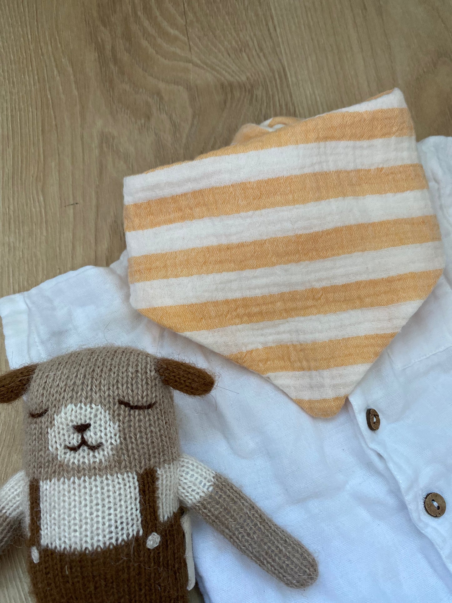 Bandana bébé - Rayures, orange/blanc