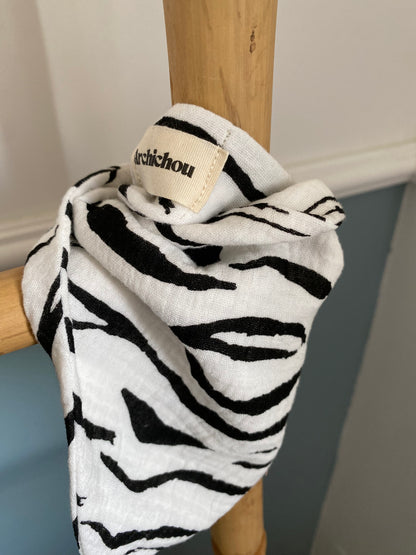 Bandana bébé - Zébré, blanc/noir