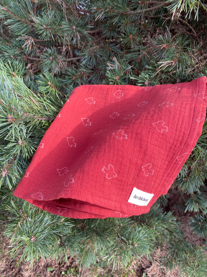 Foulard - Oiseaux, rouille