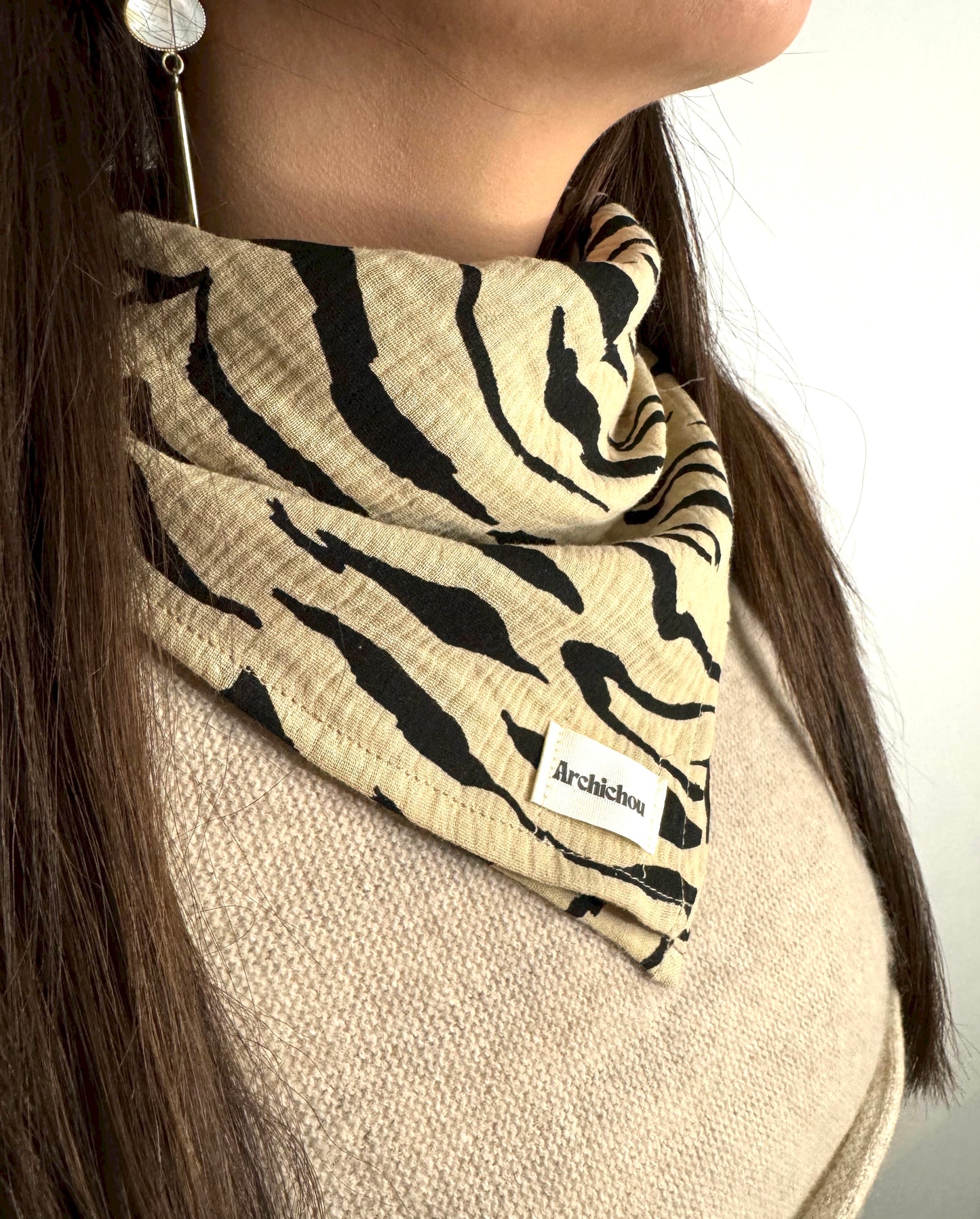 Foulard - Zébré, noir/beige